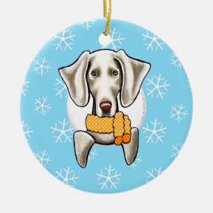 Weimaraner Let it Snow Ceramic Tree Decoration