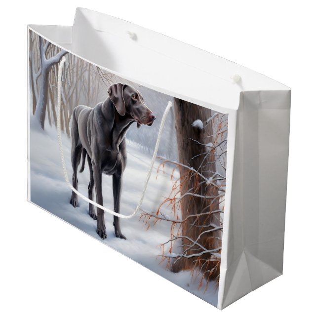 Weimaraner Let It Snow Christmas Large Gift Bag (Front Angled)