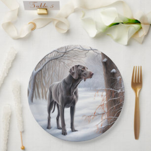 Weimaraner Let It Snow Christmas Paper Plate