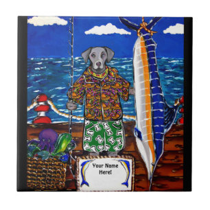 Weimaraner Marlin Fishing Tile