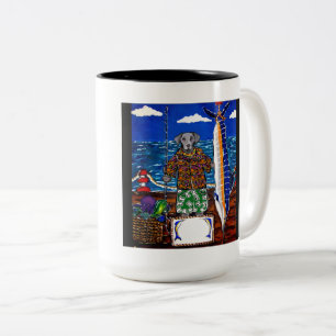 Weimaraner Marlin Fishing Two-Tone Coffee Mug