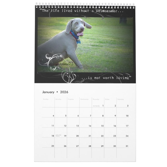 Weimaraner Nation : Quotation Calendar (Jan 2026)