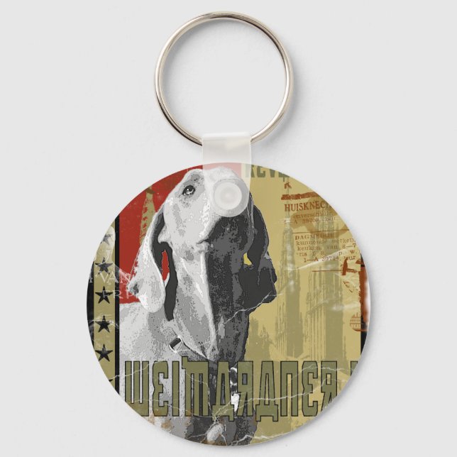 Weimaraner nation : Vintage Weimaraner! Key Ring (Front)