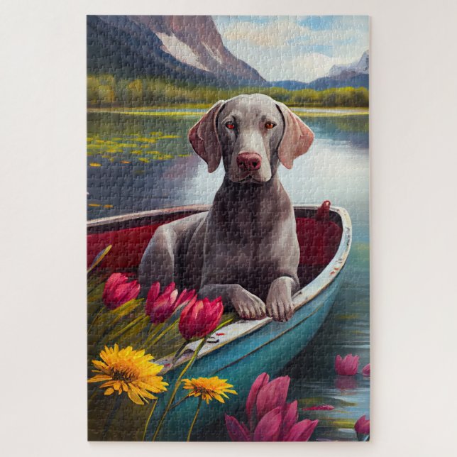 Weimaraner on a Paddle: A Scenic Adventure Jigsaw Puzzle (Vertical)