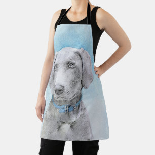 Weimaraner Painting - Cute Original Dog Art Apron