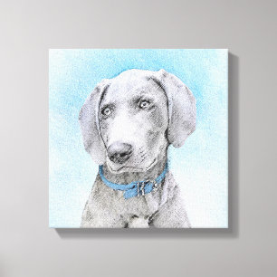 Weimaraner Painting - Cute Original Dog Art Canvas Print