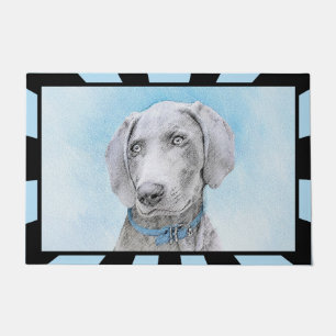 Weimaraner Painting - Cute Original Dog Art Doormat