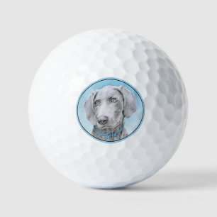 Weimaraner Painting - Cute Original Dog Art Golf Balls