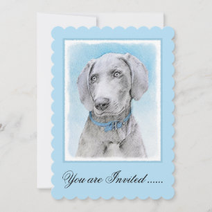 Weimaraner Painting - Cute Original Dog Art Invitation