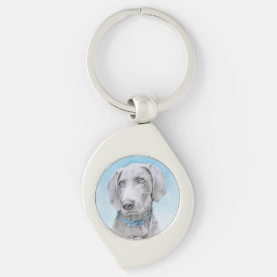 Weimaraner Painting - Cute Original Dog Art Key Ring