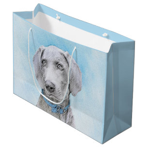 Weimaraner Painting - Cute Original Dog Art Large Gift Bag