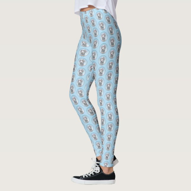 Weimaraner Painting - Cute Original Dog Art Leggings (Left)
