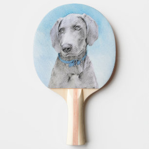 Weimaraner Painting - Cute Original Dog Art Ping Pong Paddle