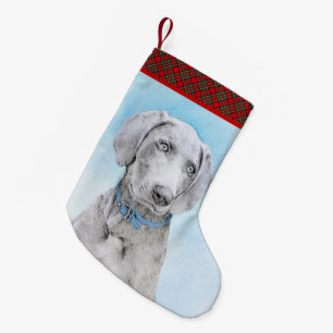 Weimaraner Painting - Cute Original Dog Art Small Christmas Stocking