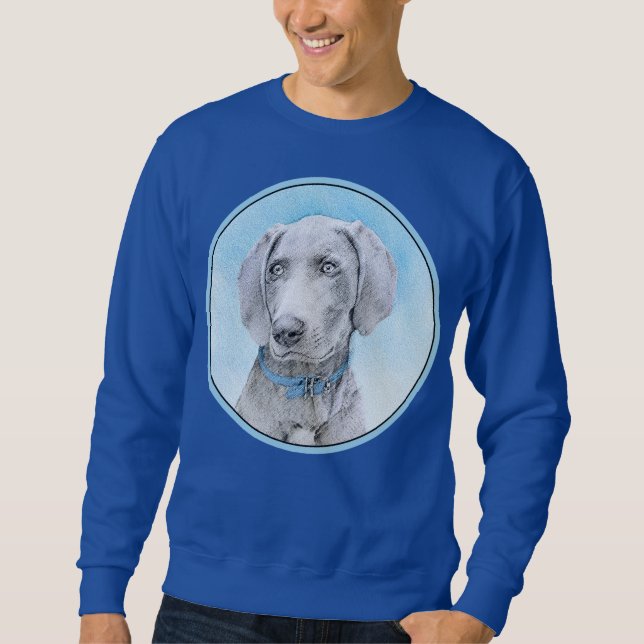 Weimaraner Painting - Cute Original Dog Art Sweatshirt (Front)