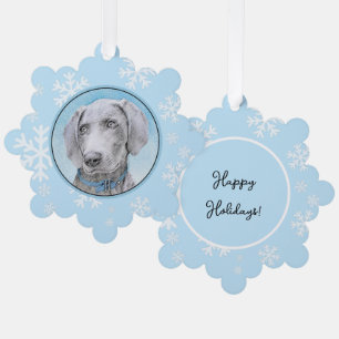 Weimaraner Painting - Cute Original Dog Art Tree Decoration Card