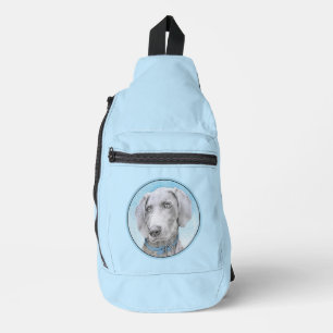 Weimaraner Painting Grey Silver Original Dog Art Sling Bag