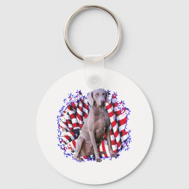 Weimaraner Patriot Key Ring (Front)
