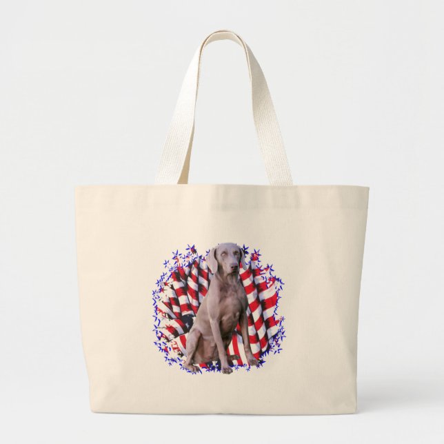 Weimaraner Patriot Large Tote Bag (Front)