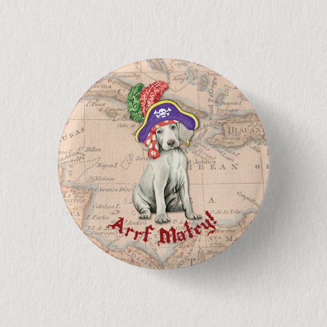 Weimaraner Pirate 3 Cm Round Badge (Front)