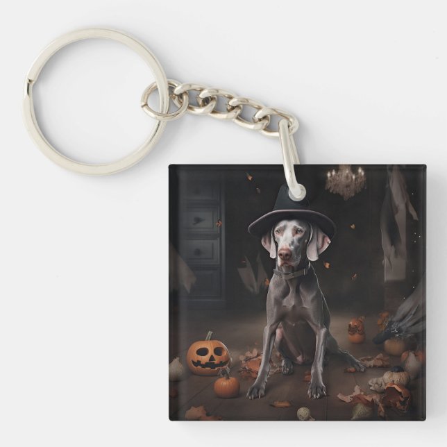 Weimaraner Pumpkins Halloween Scary Key Ring (Front)