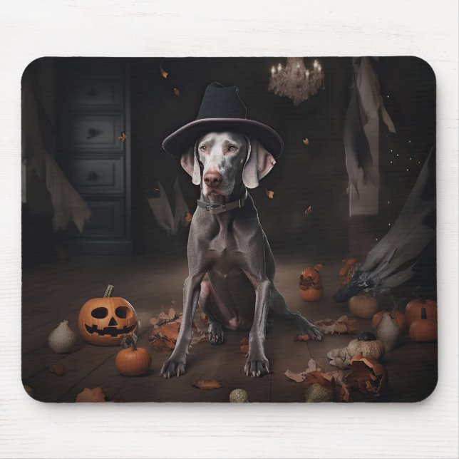 Weimaraner Pumpkins Halloween Scary Mouse Pad (Front)