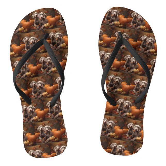 Weimaraner Puppy Autumn Delight Pumpkin Jandals (Footbed)