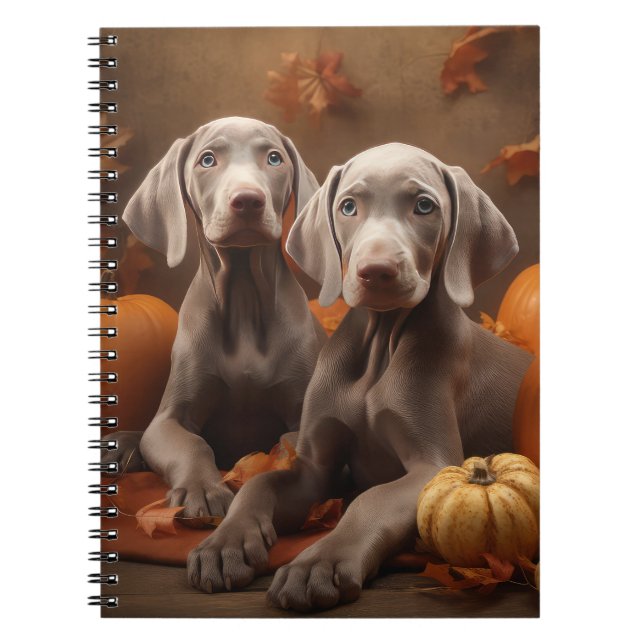 Weimaraner Puppy Autumn Delight Pumpkin Notebook (Front)