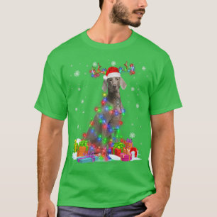 Weimaraner Reindeer Christmas Lights Funny Dog Xma T-Shirt