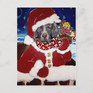 Weimaraner Santa Holiday Postcard