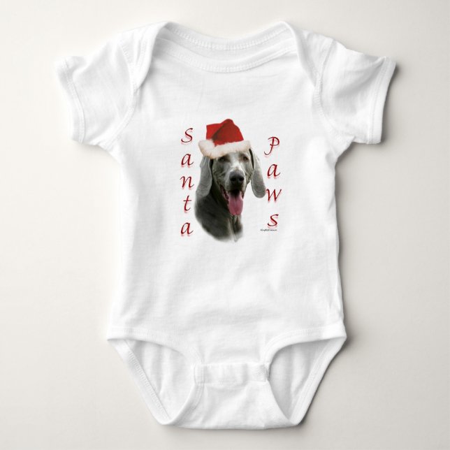 Weimaraner Santa Paws Baby Bodysuit (Front)
