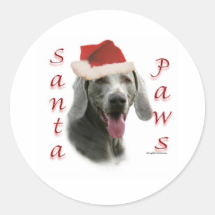 Weimaraner Santa Paws Classic Round Sticker