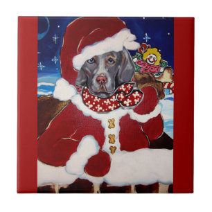 Weimaraner Santa Tile
