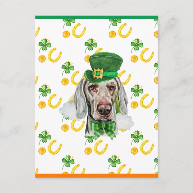 Weimaraner Shamrock St. Patricks Day Holiday Postcard (Front)
