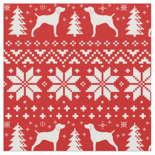 Weimaraner Silhouettes Christmas Pattern Red Fabric
