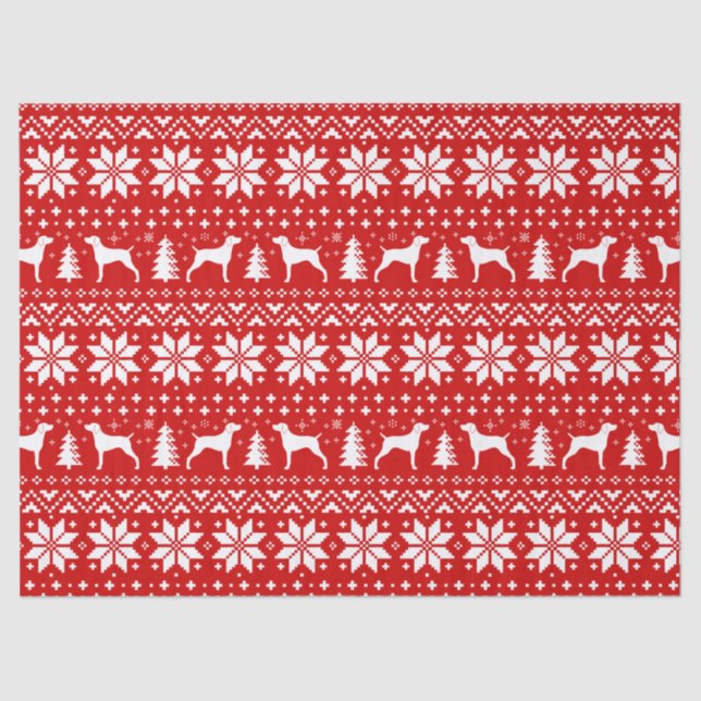 Weimaraner Silhouettes Christmas Pattern Red Tissue Paper (Front)