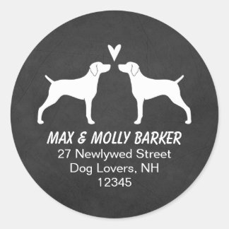 Weimaraner Silhouettes Love Return Address Classic Round Sticker