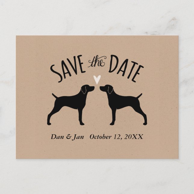 Weimaraner Silhouettes Wedding Save the Date Announcement Postcard (Front)