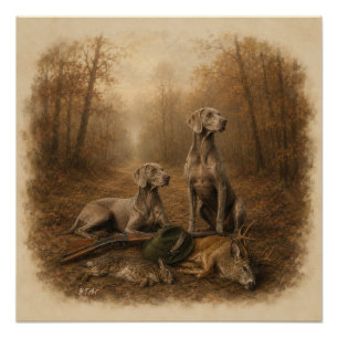 Weimaraner – Silver Ghost Hunter Poster