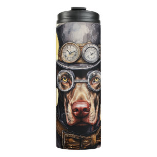 Weimaraner Steampunk Dog Thermal Tumbler