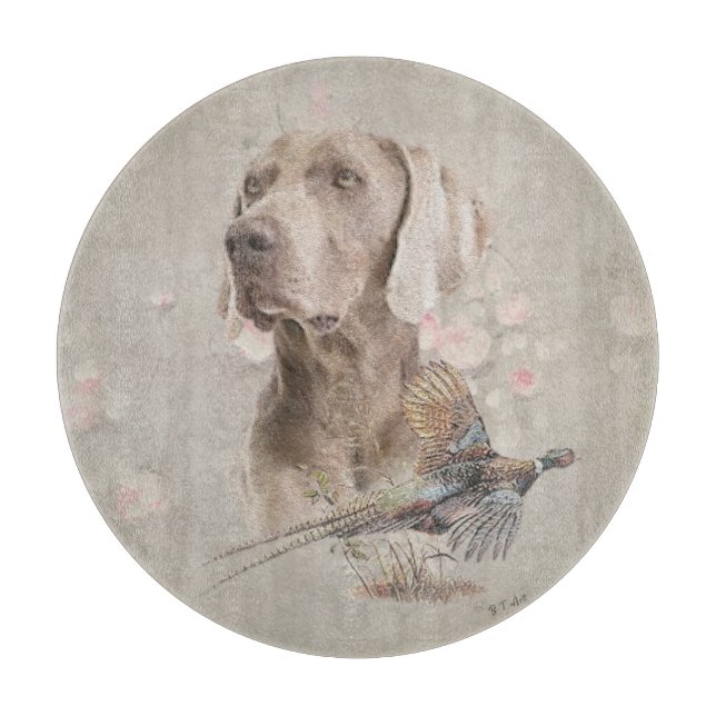 Weimaraner Tapestry Poster Acrylic Print Button Ke Cutting Board (Front)