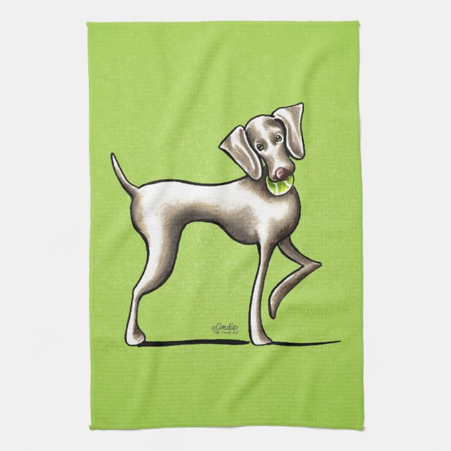 Weimaraner Tennis Pro Tea Towel (Vertical)