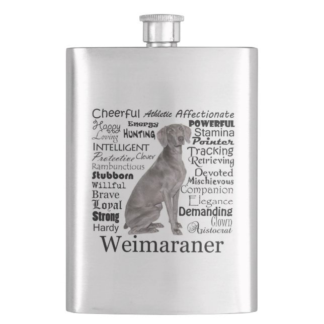 Weimaraner Traits Flask (Front)