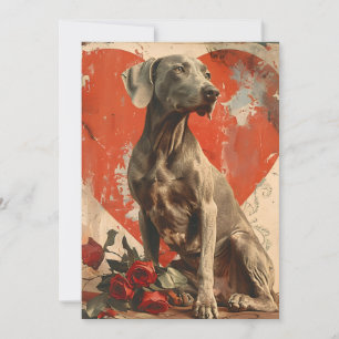 Weimaraner Vintage Valentine's Day Holiday Card