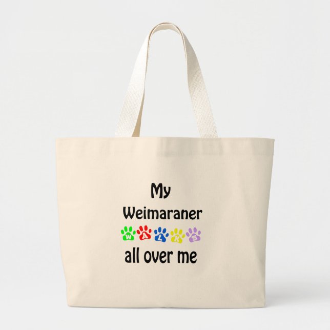 Weimaraner Walks Design Large Tote Bag (Front)