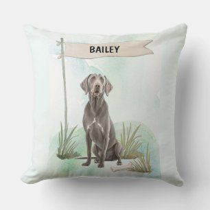 Weimaraner Watercolor Personalised Dog Cushion
