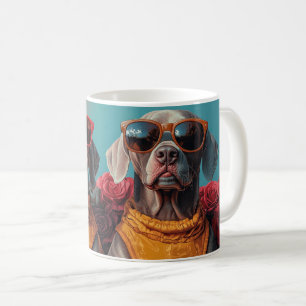 Weimaraner with Heart Roses Valentine's Day  Coffee Mug