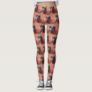 Weimaraner with Heart Roses Valentine's Day Leggings