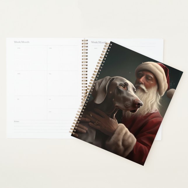 Weimaraner With Santa Claus Festive Christmas Planner (Display)