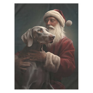 Weimaraner With Santa Claus Festive Christmas Tablecloth